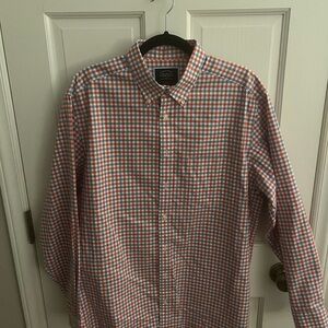 Charles Tyrwhitt Men's Orange and Blue Checkered Shirt